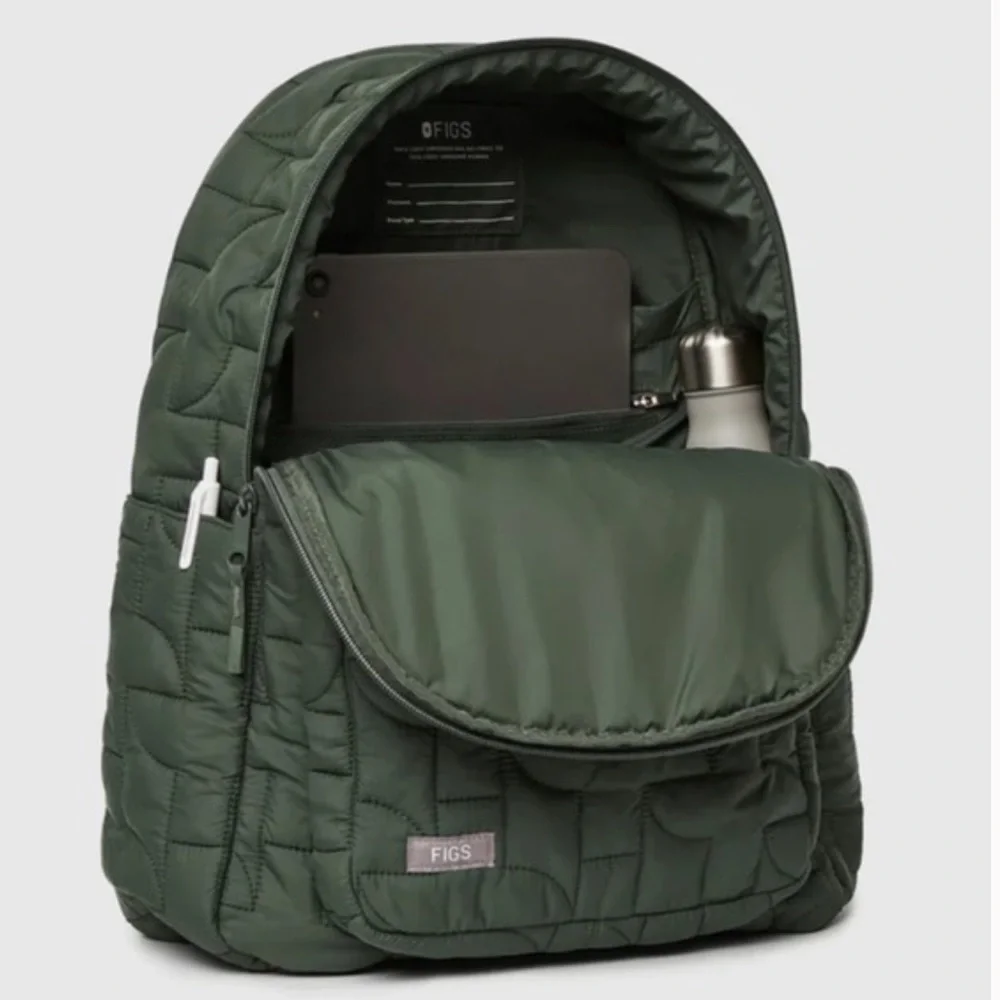 Figs Quilted Forest Green Backpack